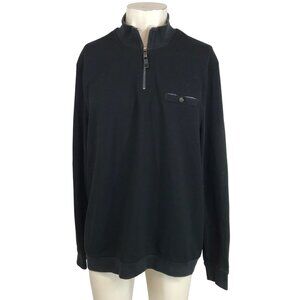TED BAKER - MEN'S 7 2X - BLACK LONG SLEEVE 1/4 ZIP PULL-OVER SWEATER